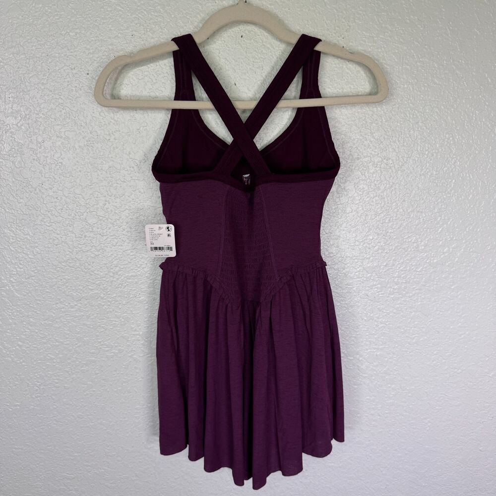 Free People Smockin Hot Dress Women XS Romper Tennis Pickleball Black Cherry NEW - Picture 3 of 11